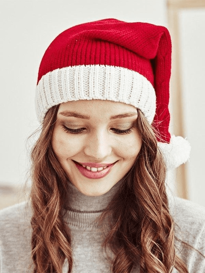 Bonnet de Noël en tricot au crochet Pom Pom-Hats-MAUV STUDIO-STREETWEAR-Y2K-CLOTHING