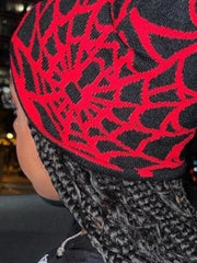 Bonnet en molleton à motif toile d'araignée-Hats-MAUV STUDIO-STREETWEAR-Y2K-CLOTHING