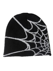 Bonnet en molleton à motif toile d'araignée-Hats-MAUV STUDIO-STREETWEAR-Y2K-CLOTHING