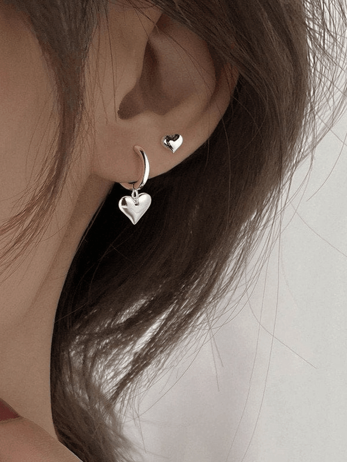 Boucle d'oreille créole pendentif coeur irrégulier-Earrings-MAUV STUDIO-STREETWEAR-Y2K-CLOTHING