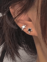 Boucles d'Oreilles Irrégulières Strass Motif Étoile-Earrings-MAUV STUDIO-STREETWEAR-Y2K-CLOTHING