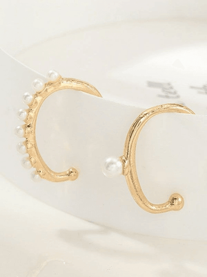 Boucles d'Oreilles Manchette Décor Faux Perle 2pcs-Earrings-MAUV STUDIO-STREETWEAR-Y2K-CLOTHING