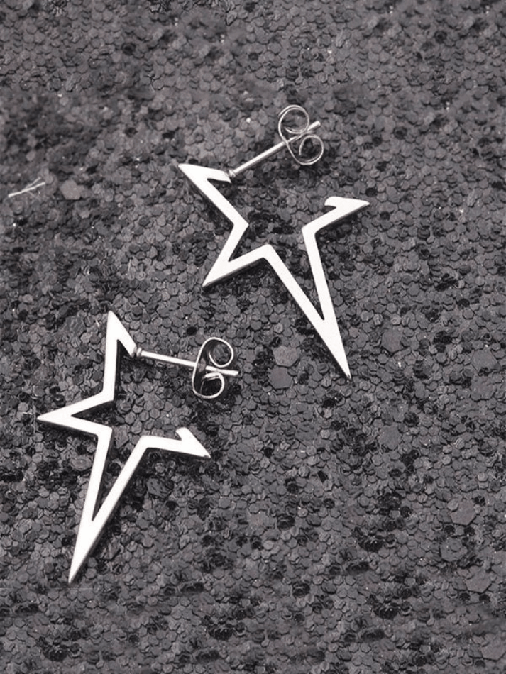 Boucles d'Oreilles Pendantes Irrégulières Chunky Star-Earrings-MAUV STUDIO-STREETWEAR-Y2K-CLOTHING