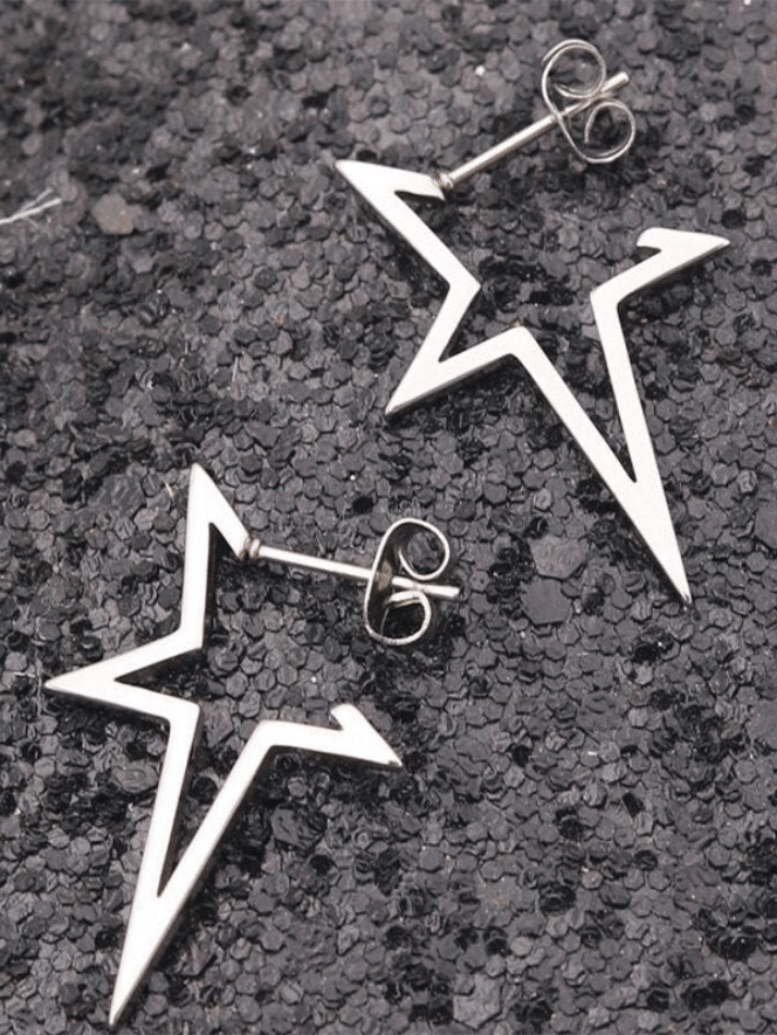 Boucles d'Oreilles Pendantes Irrégulières Chunky Star-Earrings-MAUV STUDIO-STREETWEAR-Y2K-CLOTHING