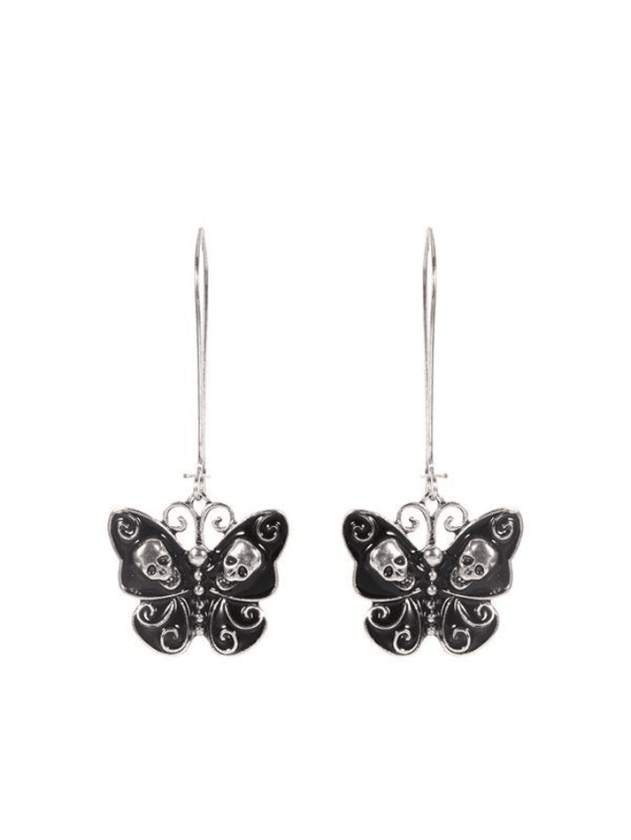 Boucles d'Oreilles Tête de Mort Papillon-Earrings-MAUV STUDIO-STREETWEAR-Y2K-CLOTHING