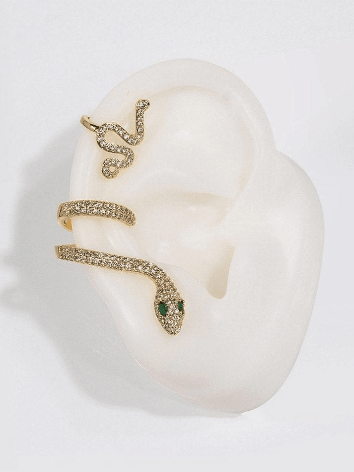 Boucles d'Oreilles à Motif Serpent et Strass-Earrings-MAUV STUDIO-STREETWEAR-Y2K-CLOTHING
