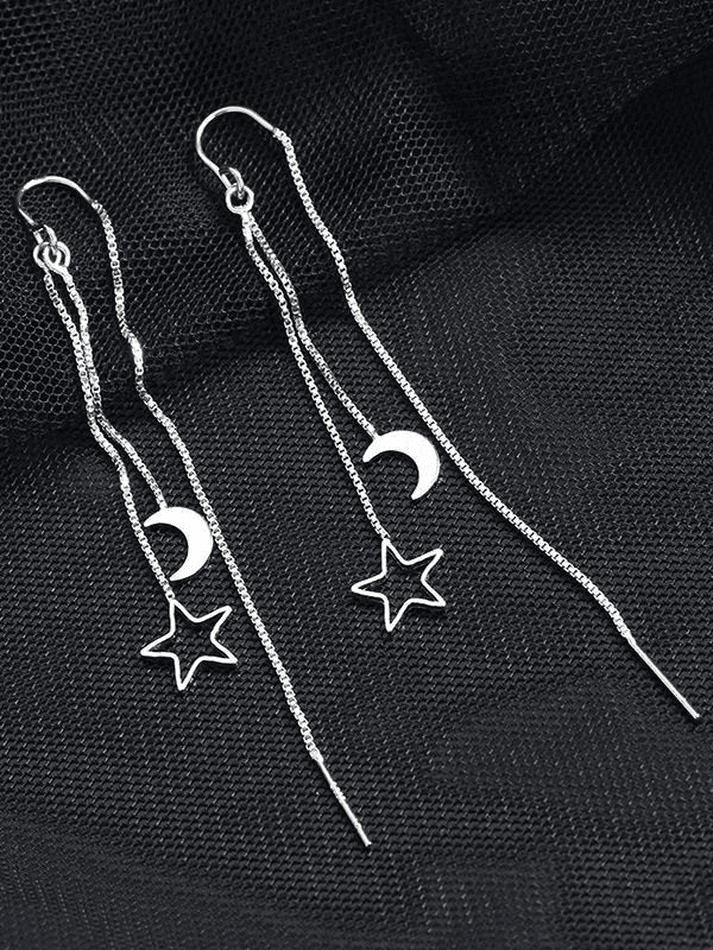 Boucles d'oreilles à pampilles décorées d'étoiles et de lune-Earrings-MAUV STUDIO-STREETWEAR-Y2K-CLOTHING
