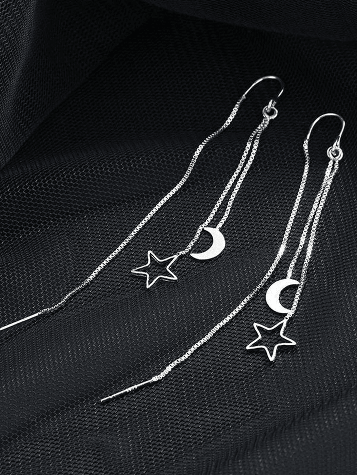 Boucles d'oreilles à pampilles décorées d'étoiles et de lune-Earrings-MAUV STUDIO-STREETWEAR-Y2K-CLOTHING