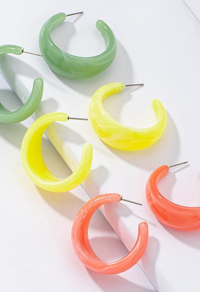 Boucles d'oreilles en acrylique en forme de C-Earrings-MAUV STUDIO-STREETWEAR-Y2K-CLOTHING