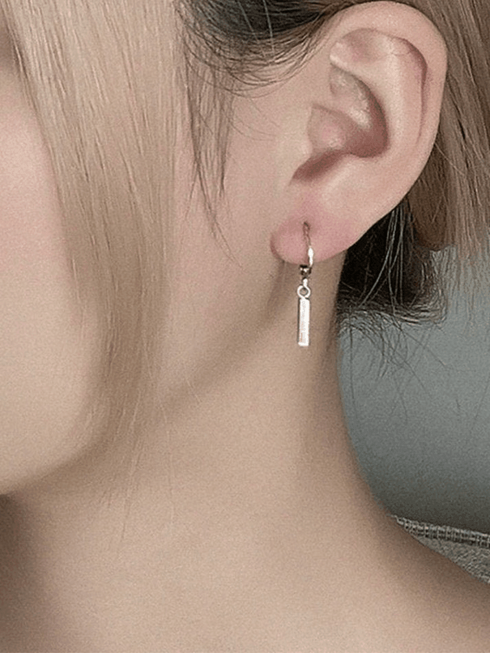 Boucles d'oreilles pendantes géométriques argentées-Earrings-MAUV STUDIO-STREETWEAR-Y2K-CLOTHING