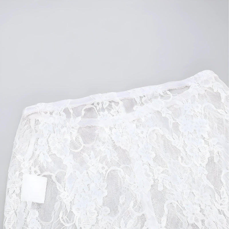 Bow Transparent Lace Flare Pants-Mauv Studio