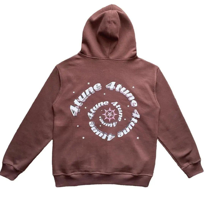 Brown full zip hoodie-MAUV STUDIO-STREETWEAR-Y2K-CLOTHING