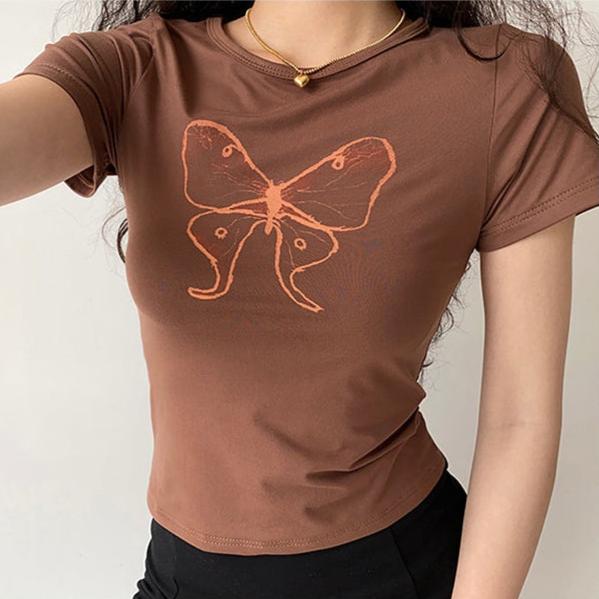 Butterfly Aesthetic Top-T-Shirts-MAUV STUDIO-STREETWEAR-Y2K-CLOTHING