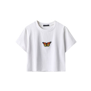 Butterfly Cropped Tee-Tops-MAUV STUDIO-STREETWEAR-Y2K-CLOTHING