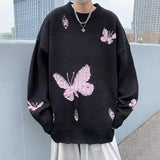 Butterfly Distressed Knitted Sweater-Black-M-Mauv Studio