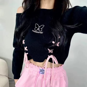 Butterfly Lace-Up Crop Top – MAUVSTUDIO®
