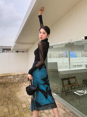 , Y2K skirt styled with a crop top