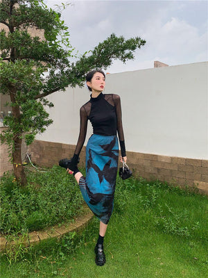 , Y2K skirt styled with a crop top