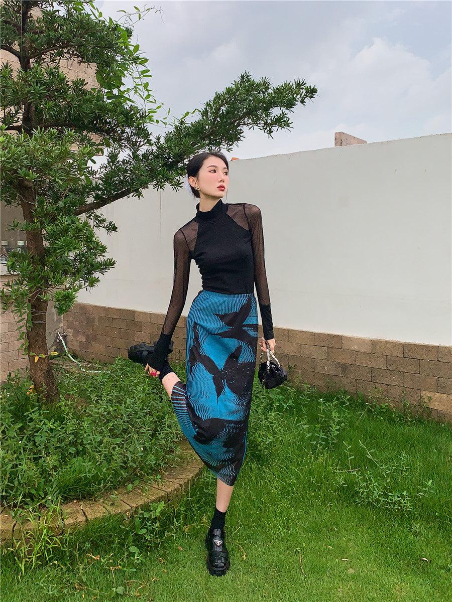 , Y2K skirt styled with a crop top