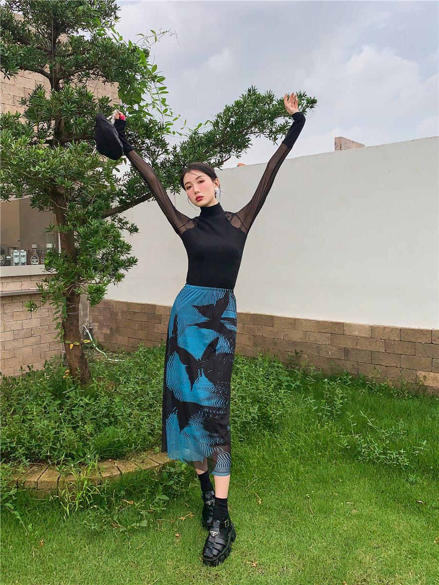 , Y2K skirt styled with a crop top