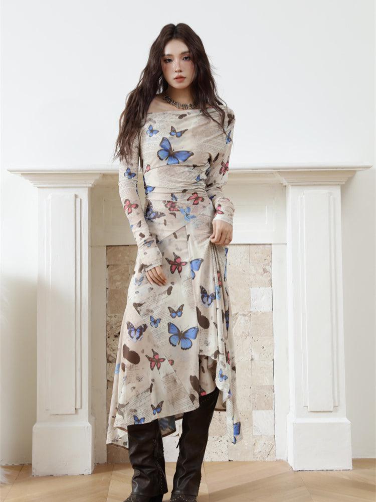 Butterfly One Shoulder Midi Dress view 5 | MAUVSTUDIO®