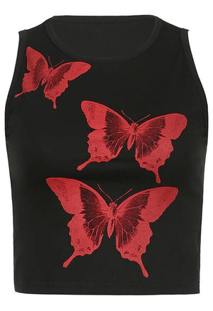 Butterfly Print Crop Tank Top-Tops&Tees-MAUV STUDIO-STREETWEAR-Y2K-CLOTHING