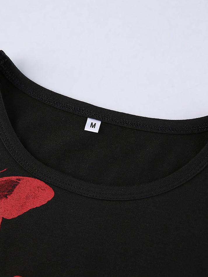 Butterfly Print Crop Tank Top-Tops&Tees-MAUV STUDIO-STREETWEAR-Y2K-CLOTHING