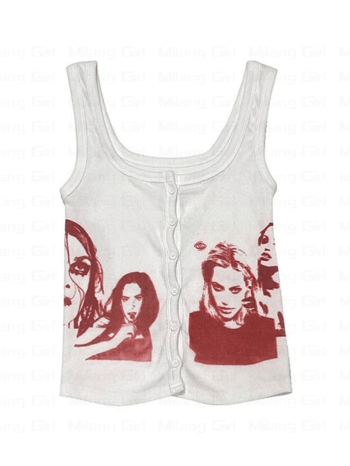 Button Front Ribbed Cropped Tank Top-Tank Tops-MAUV STUDIO-STREETWEAR-Y2K-CLOTHING