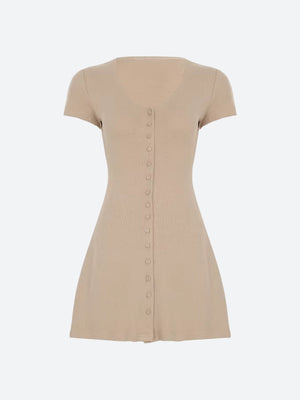 Button Up Knitted Mini Dress view 5 | MAUVSTUDIO®