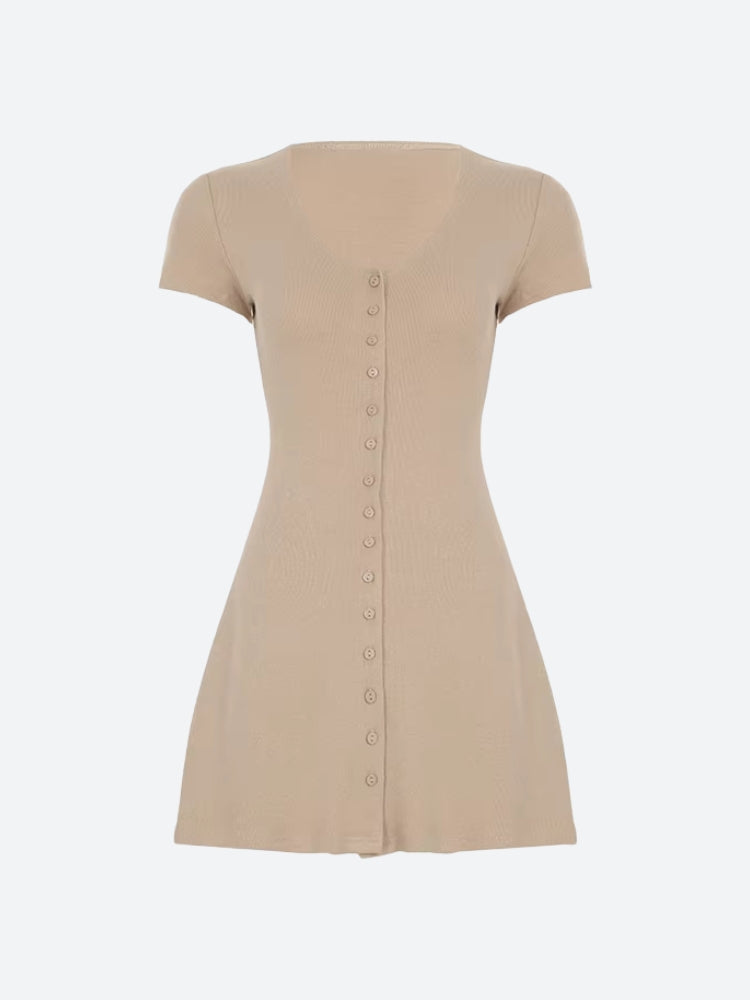 Button Up Knitted Mini Dress view 5 | MAUVSTUDIO®
