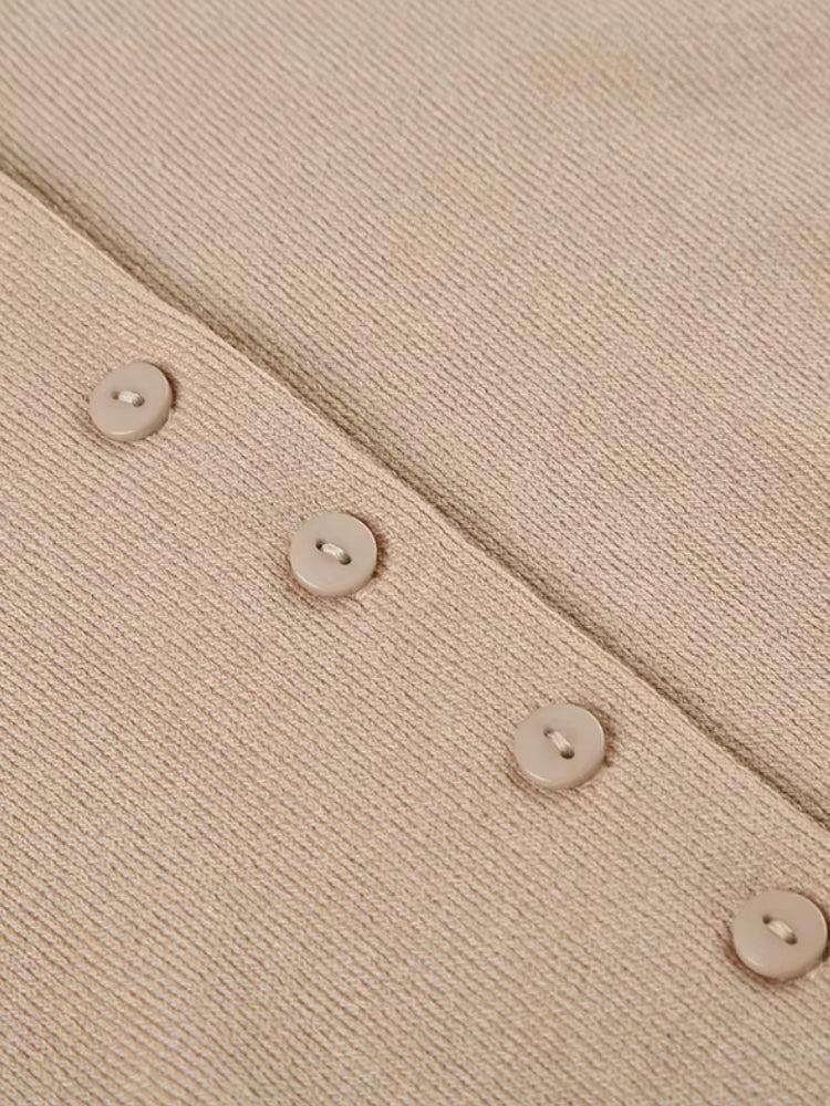 Button Up Knitted Mini Dress view 6 | MAUVSTUDIO®