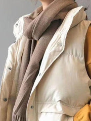 Buttoned Sleeveless Padded Down Jacket-Jackets-MAUV STUDIO-STREETWEAR-Y2K-CLOTHING