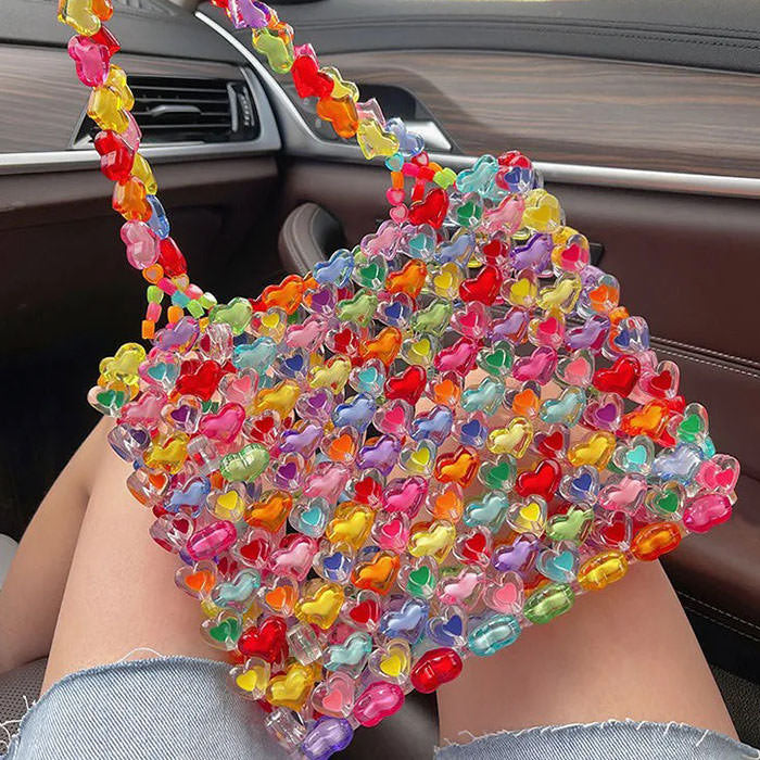 Candy Hearts Beaded Handbag-Handbags-MAUV STUDIO-STREETWEAR-Y2K-CLOTHING