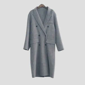 Casual Double Breasted Long Coat-MAUV STUDIO