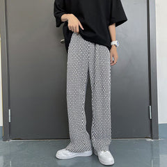 Casual Plaid Ice Silk Pants-Pants-MAUV STUDIO-STREETWEAR-Y2K-CLOTHING