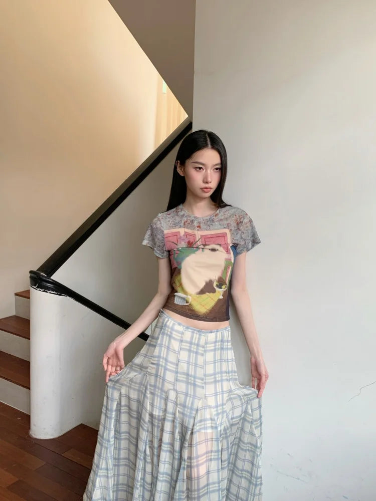 Cat Graphic Sheer Top – MAUVSTUDIO®