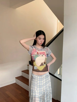 Cat Graphic Sheer Top – MAUVSTUDIO®