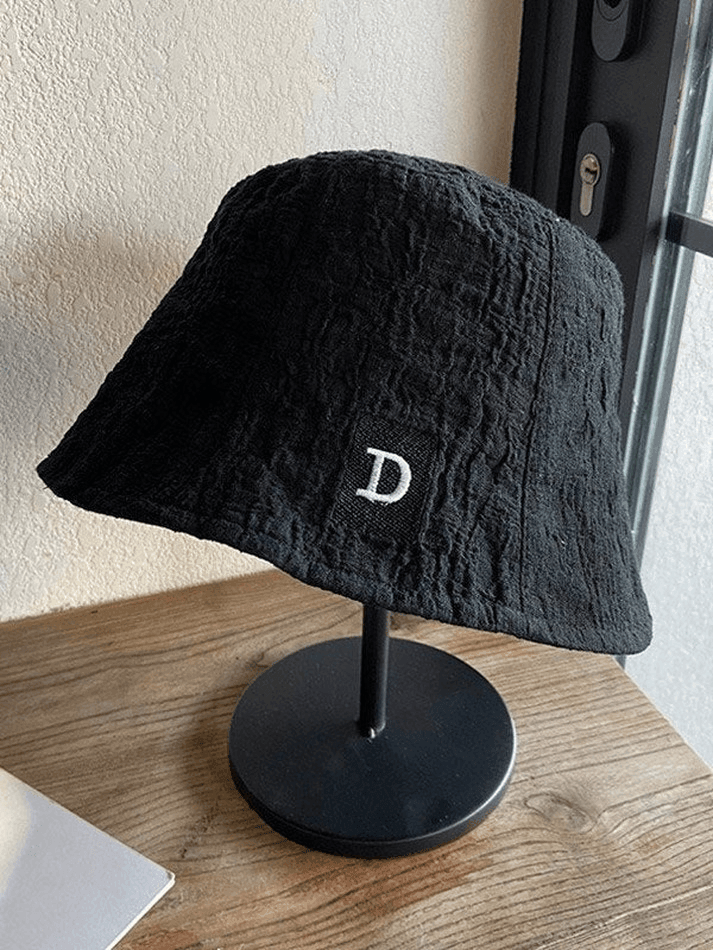Chapeau bob froncé avec lettres brodées-Hats-MAUV STUDIO-STREETWEAR-Y2K-CLOTHING
