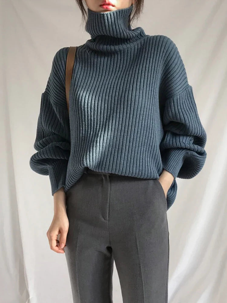 Chunky Turtleneck Knit Sweater