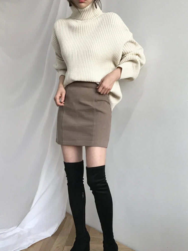Chunky Turtleneck Knit Sweater