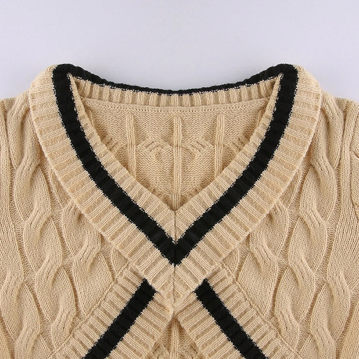 Coffee Cream Cropped Sweater-MAUV STUDIO-STREETWEAR-Y2K-CLOTHING