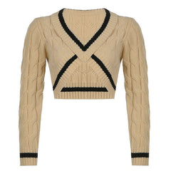 Coffee Cream Cropped Sweater-MAUV STUDIO-STREETWEAR-Y2K-CLOTHING