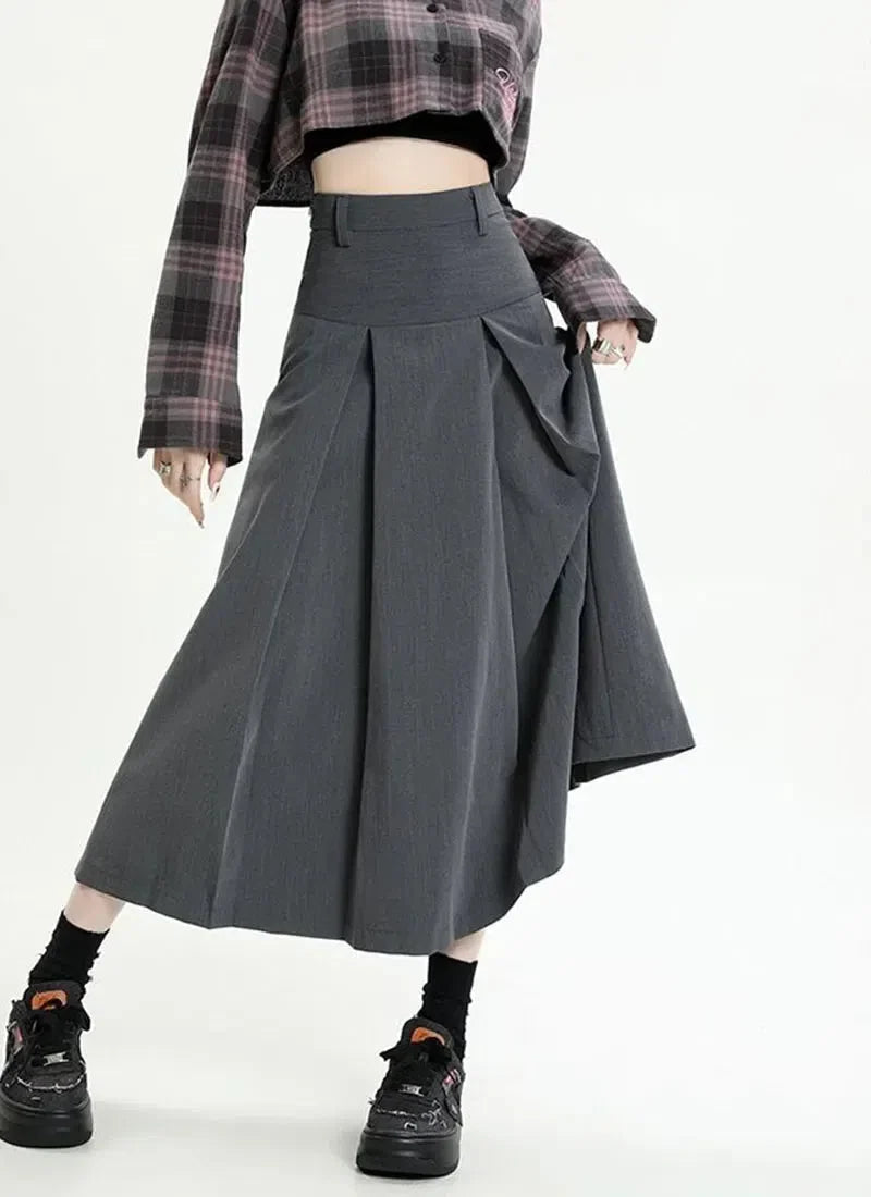 College Girl Pleated A-Line Midi Skirt-Mauv Studio