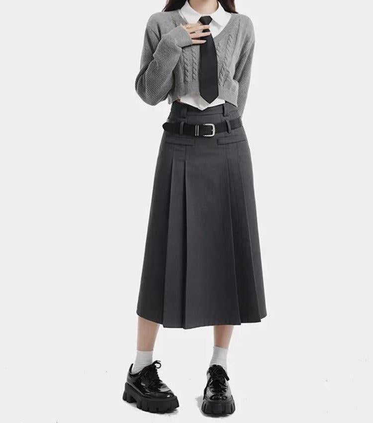 College Girl Pleated Midi Skirt-Mauv Studio