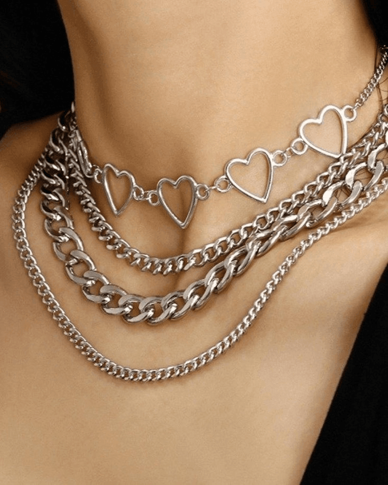 Collier Multicouche Coeur-Necklaces-MAUV STUDIO-STREETWEAR-Y2K-CLOTHING