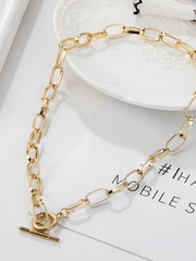 Collier à bascule avec chaîne à maillons simples-Necklaces-MAUV STUDIO-STREETWEAR-Y2K-CLOTHING