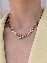 Collier à bascule avec chaîne à maillons simples-Necklaces-MAUV STUDIO-STREETWEAR-Y2K-CLOTHING