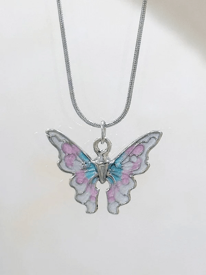 Collier à breloque papillon pastel-Necklaces-MAUV STUDIO-STREETWEAR-Y2K-CLOTHING