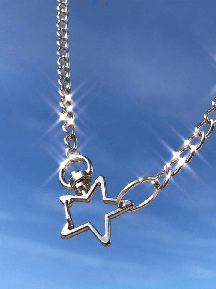 Collier chaîne à breloque étoile-Necklaces-MAUV STUDIO-STREETWEAR-Y2K-CLOTHING