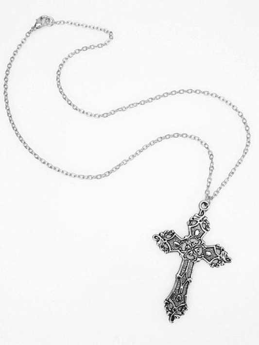 Collier croix baroque vintage-Necklaces-MAUV STUDIO-STREETWEAR-Y2K-CLOTHING